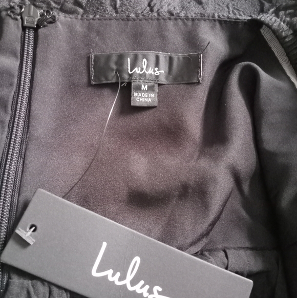 Lulus Adorable Mood Black Floral Jacquard Puff Sleeve Babydoll Dress Size M - Picture 11 of 13